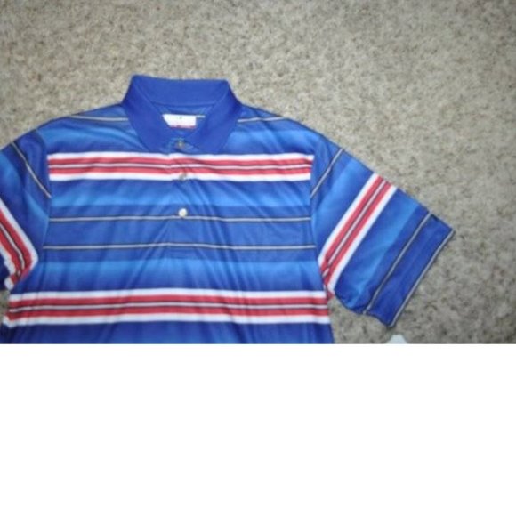 Mens Golf Polo Shirt Grand Slam Blue Striped Small Short Sleeve Dri-Flo 1 Pkt - Picture 2 of 3
